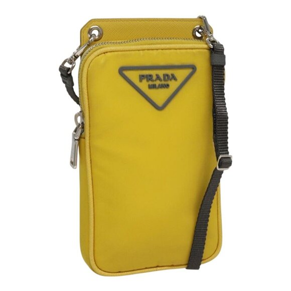 PRADA Shoulder Bag Nylon Yellow Auth 111355 - Picture 1 of 16